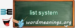 WordMeaning blackboard for list system